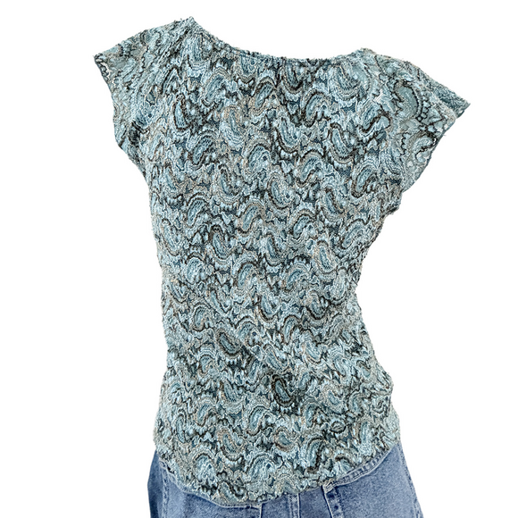 Dress Barn Y2K Vintage Fairycore Coastal Coquette Whimsigoth 3D paisley top SM - Picture 2 of 8